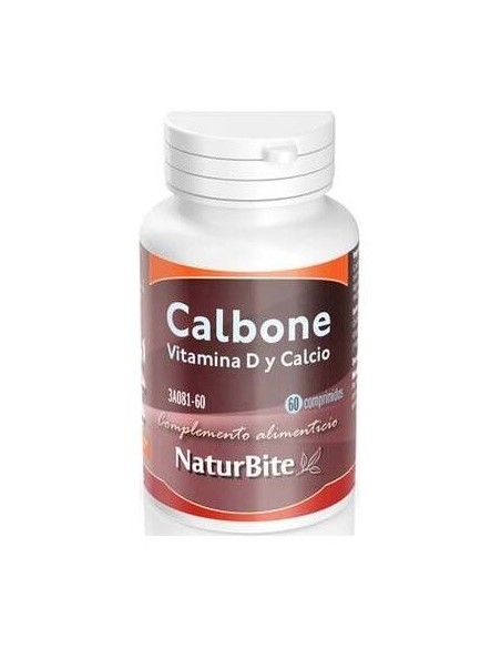 Calbone - Calcio con vitaminas D3 y K1, 60 Comp. de NaturBite