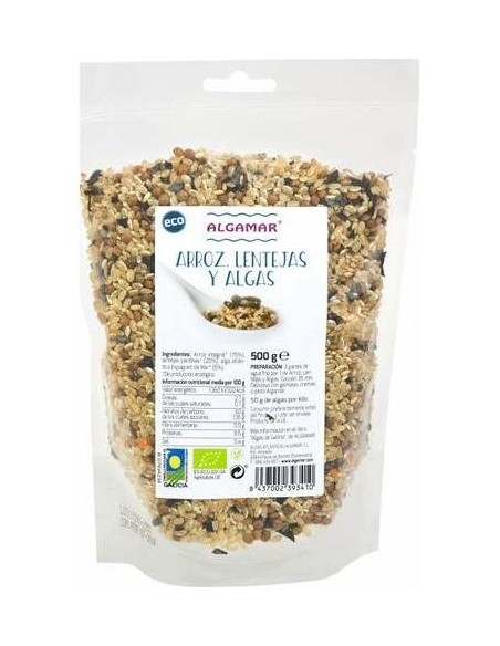 Arroz, Lentejas Y Algas Bio 500 g  de Algamar