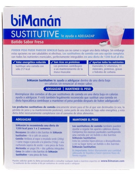 Batido Sustitutivo Fresa 6Sbrs. de Bimanan