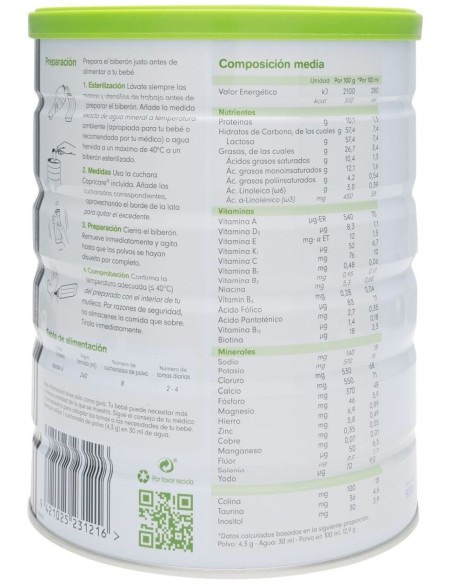 Capricare 2 Leche Cabra Continuacion 800Gr de Capricare