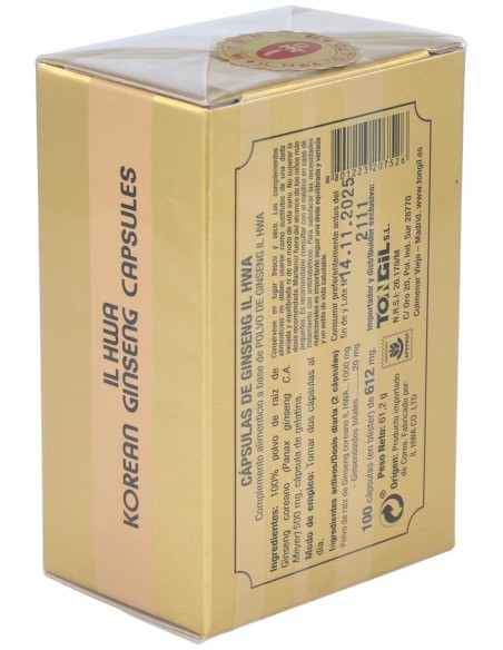 Pack 3X2 Ginseng Il Hwa 100Cap.Blister de Tongil..