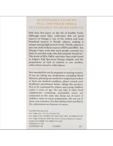 Full Spectrum Omega 3-9 Solgar 120 cápsulas – Salud Total