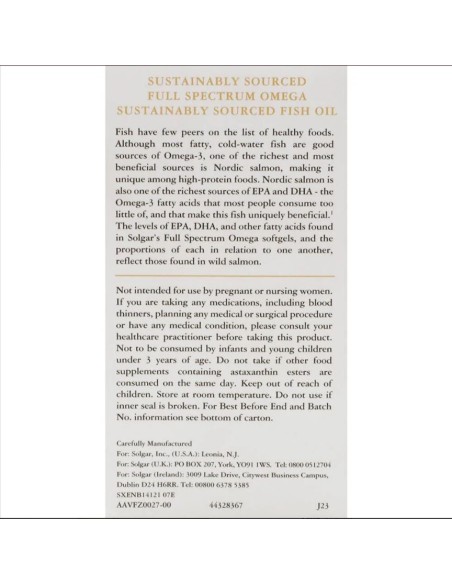 Full Spectrum Omega 3-9 Solgar 120 cápsulas – Salud Total