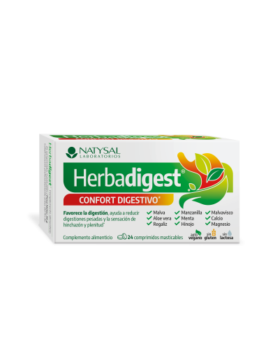 Herbadigest Confort Digestivo 24 comprimidos masticables de Natysal