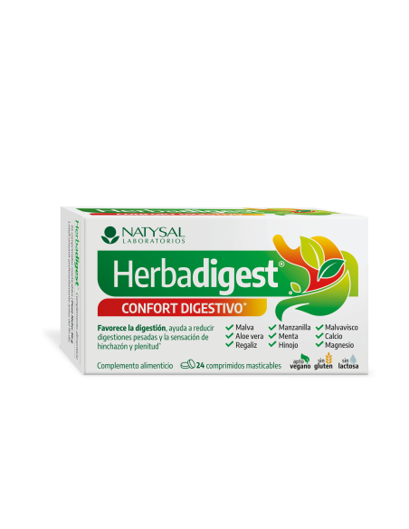 Herbadigest Confort Digestivo 24 comprimidos masticables de Natysal