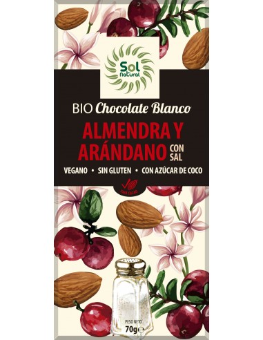 Tableta Choco Blanco Almendra-Arandano Bio 70 G de Solnatural
