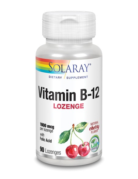 Vit.B12+Acido Fólico 1000 Mcg - 90 Comprimidos Sublinguales de Solaray