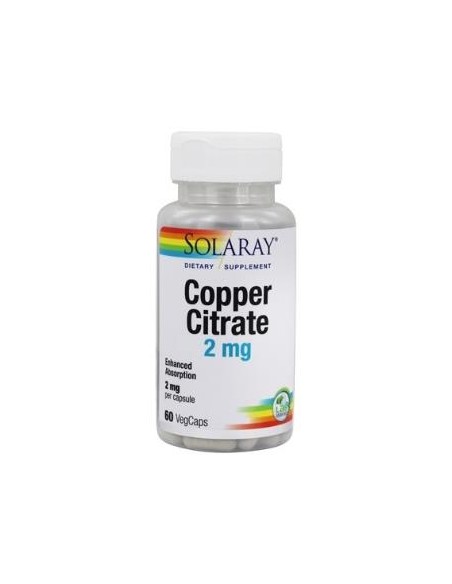 Copper (Cobre) Citrate 2 Mg - 60 Vegcaps de Solaray