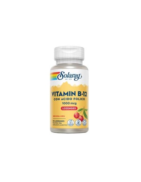 Vit.B12+Acido Fólico 1000 Mcg - 90 Comprimidos Sublinguales de Solaray