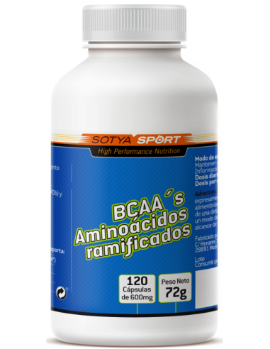 BCAA's 600mg 120 Cápsulas Sotya | Aminoácidos Ramificados