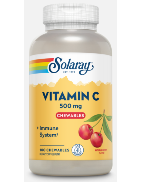 Vitamina C 500 Mg, - 100 Comp. Masticables Cereza de Solaray