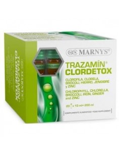Trazamin Clordetox   Clorofila + Clorela + Brócoli + Gluconato De Hierro + Jenjibre + Zinc.    20 Viales X 11Ml Marnys
