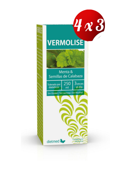 Pack 4x3 uds Vermolise Solución 250 Ml De Dietmed