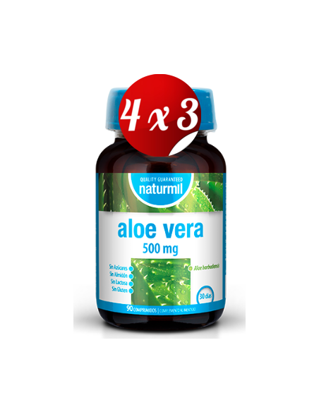Pack 4x3 uds Aloe Vera 500 Mg  90 Comprimidos De Dietmed