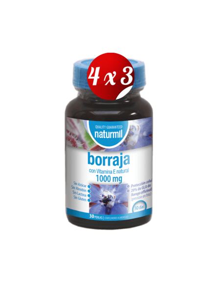 Pack 4x3 uds Borraja 1000 Mg Perlas 30 Capsulas De Dietmed