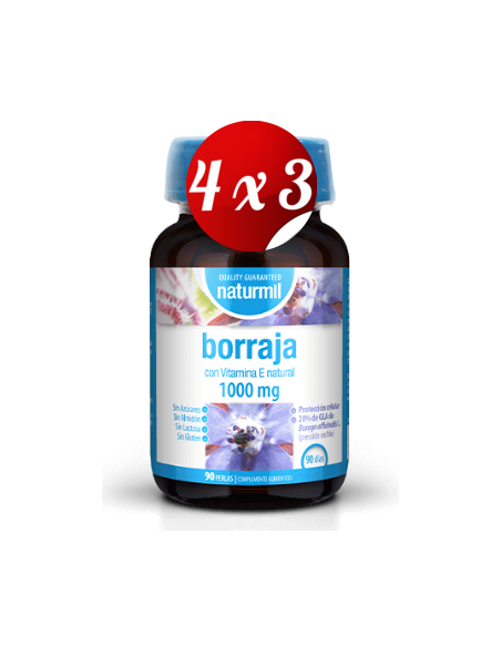 Pack 4x3 uds Borraja 1000 Mg Perlas 90  De Dietmed