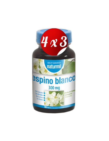 Pack 4x3 uds Espino Blanco 300 Mg 90 Perlas De Dietmed