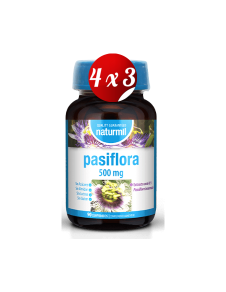 Pack 4x3 uds Pasiflora 500 Mg  90 Comprimidos De Dietmed
