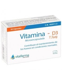 Vitamina D3 7,5Microgramos (300Ui) 30 Cápsulas  Vitalfarma