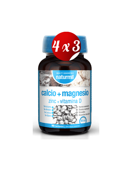 Pack 4x3 uds Cálcio+Magnésio+Zinco C/ Vitamina D  90 Comprimidos De Dietmed