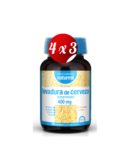 Pack 4x3 uds Levadura De Cerveza 400 Mg  180 Comprimidos De Dietmed