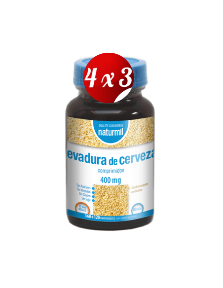 Pack 4x3 uds Levadura De Cerveza 400 Mg  360+120 (480) Comprimidos De Dietmed