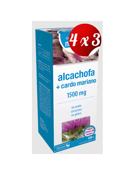 Pack 4x3 uds Alcachofa + Cardo Mariano Plus 500 Ml De Dietmed