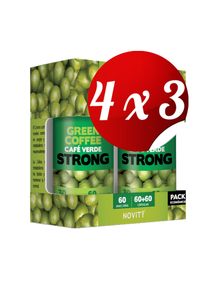Pack 4x3 uds Café Verde Strong Pack Económico  60+60 Capsulas De Dietmed