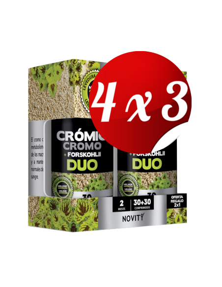 Pack 4x3 uds Crómio + Forskohlli Duo  30+30 Comprimidos De Dietmed