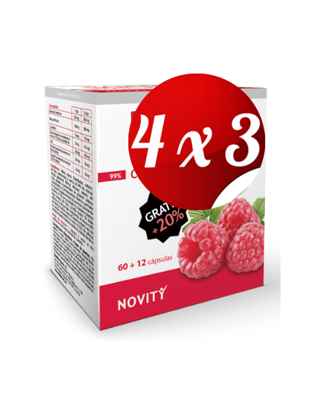 Pack 4x3 uds Raspberry Ketone (Framboesa)  60+12 (72) Capsulas De Dietmed