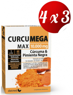 Pack 4x3 uds Curcumega Complex 10.000 Mg 60 Comprimidos De Dietmed