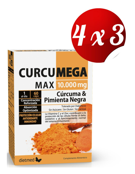 Pack 4x3 uds Curcumega Complex 10.000 Mg 60 Comprimidos De Dietmed