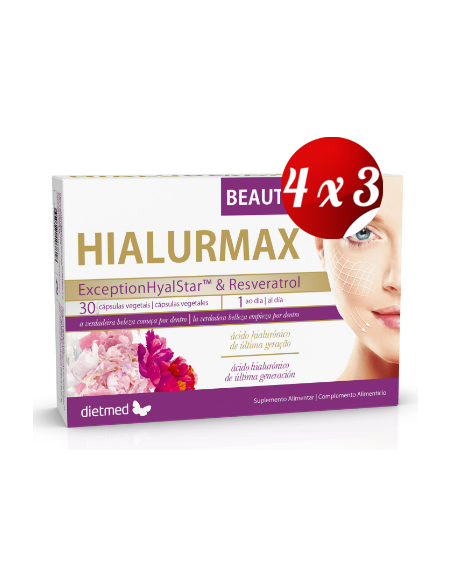 Pack 4x3 uds Hialurmax Beauty  30 Capsulas De Dietmed