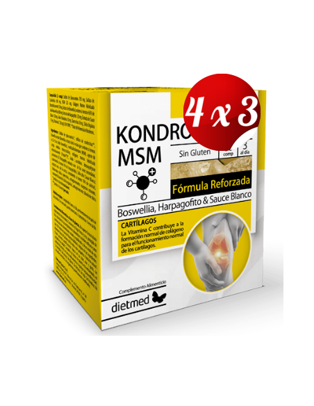 Pack 4x3 uds Kondrosamina Msm Forte  60 Comprimidos De Dietmed