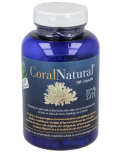CoralNatural® 180. Bote con 180 cápsulas 1.000mg de polvo de coral marino fósil