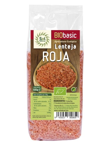 Lenteja Roja Bio 500 Gramos  Sol Natural