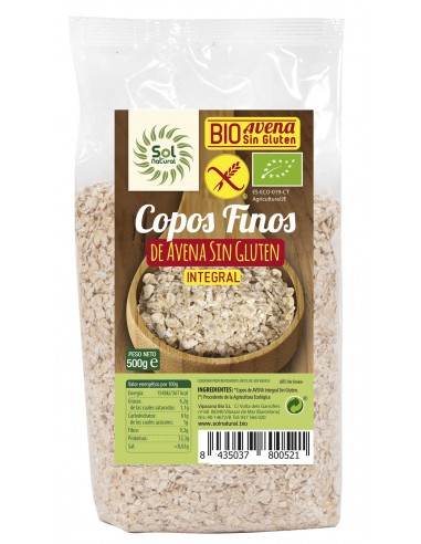 Copos De Avena Finos Sin Gluten Bio 500 Gramos  Sol Natural