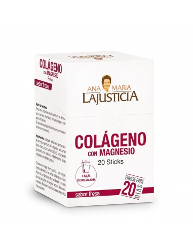 Colageno Con Magnesio Sabor Fresa 20 Sticks De Lajusticia
