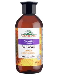 Champu Sin Sulfatos Girasol, Trigo, Soja y Keratina vegetal 300 ml de Corpore Sano