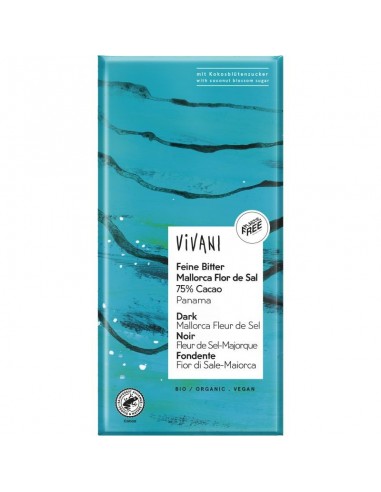 Chocolate Negro 75% Panama  Flor De Sal 80Gr Vegan Vivani