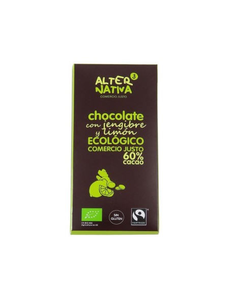 Chocolate 60% cacao con jengibre y limon bio 80 g Alternativ