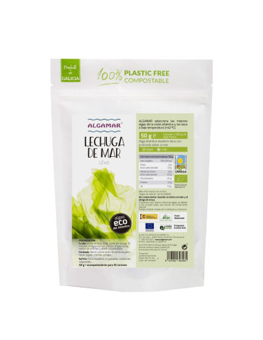 Lechuga de mar en copos (Ulva) Bio 50g Algamar