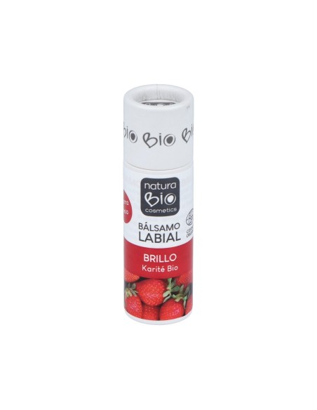 Balsamo Labial Brillo Karite-Fresa 9,5 Gramos Naturabio Cosmetics