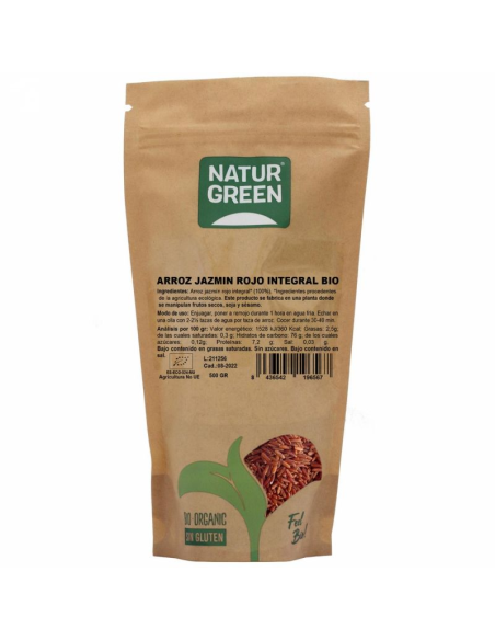 Arroz Jazmin Rojo Integral Bio 500 Gramos de Naturgreen