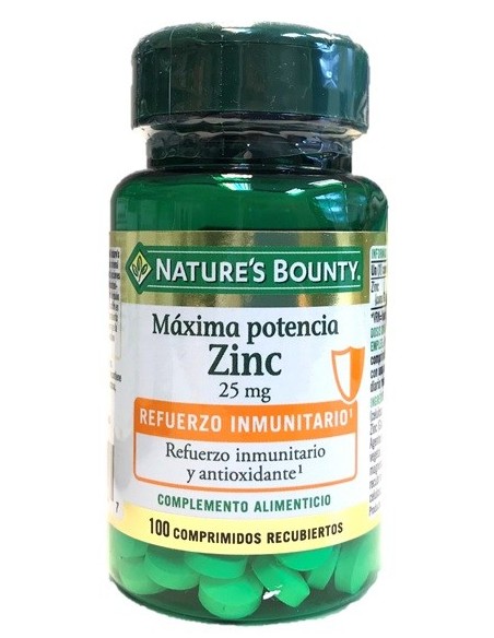 Zinc 25Mg. 100 comprimidos de Nature´S Bounty