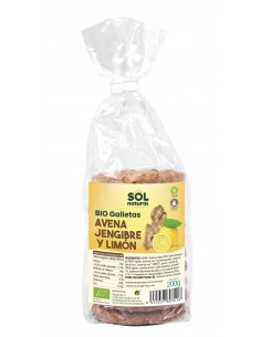 Galletas De Avena Jengibre Y Limón Bio 200 Gramos  Sol Natural