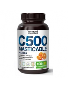 C500 Naranja No Acida Masticable 100+20 Comprimidos Vermont Supplements
