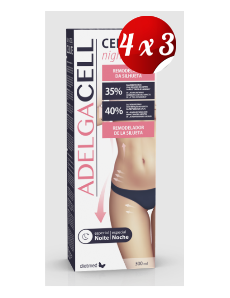 Pack 4x3 uds Adelgacell Celulitis Night Cream 300Ml De Dietmed