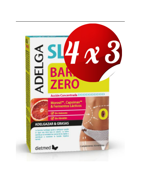 Pack 4x3 uds Adelgaslim Barriga Zero 30 Capsulas De Dietmed