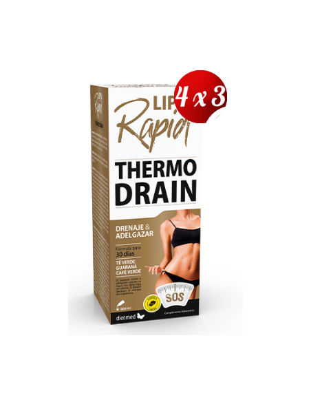 Pack 4x3 uds Liporapid Thermodrain Solución Oral 600Ml De Dietmed